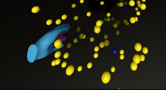 Original hand-selection condition with a crowded field of yellow targets